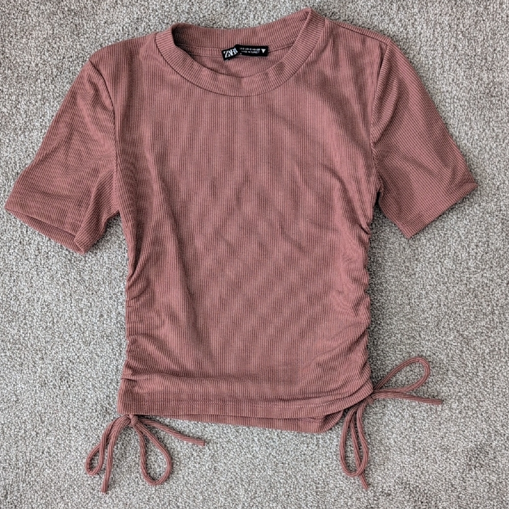 Zara | Ruched Tie T-Shirt